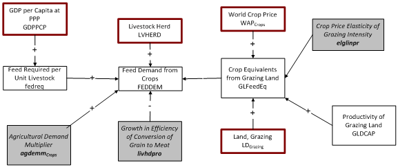 animal feed demand for crops flowchart