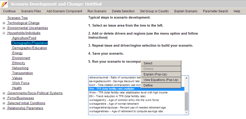 Exploring and changing parameters
